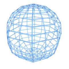 3d redering of blue geodome wireframe