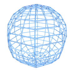 3d redering of blue geodome wireframe