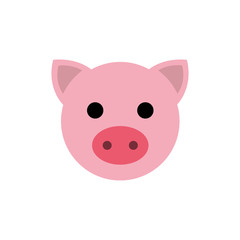 Animal set. Portrait in flat graphics. Pig