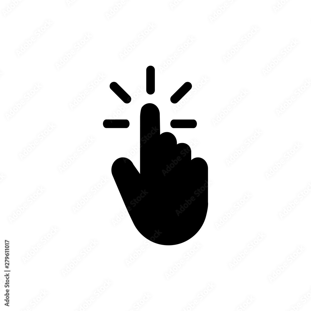 Poster clicking finger icon, hand pointer vector. signs and symbol for websites, web design, mobile app on 