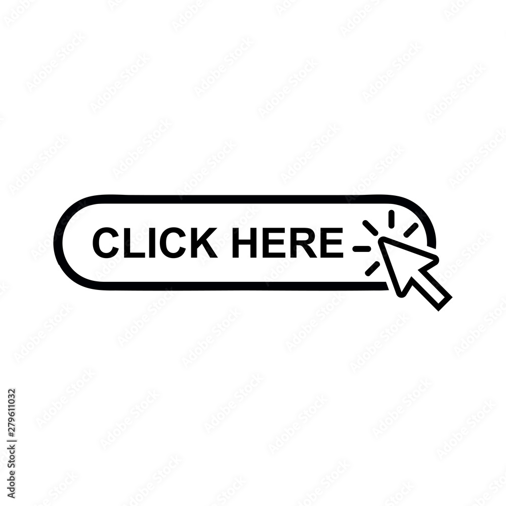Poster click button with arrow pointer clicking. signs and symbol for websites, web design, mobile app