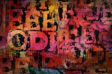 Colorful Distressed Text Fragment Texture