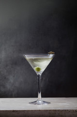 Martini Dry, a famous pre-dinner cocktail based on gin and dry vermouth