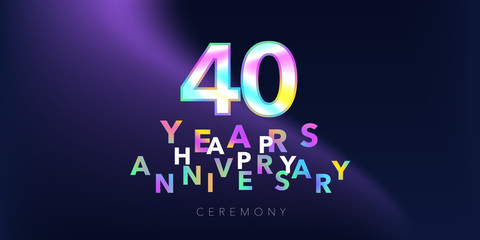 40 years anniversary vector logo, icon. Design element with number and text