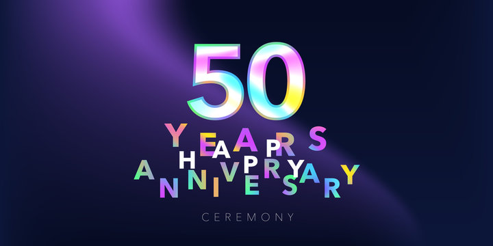 50 years anniversary vector logo, icon. Design element with number and text