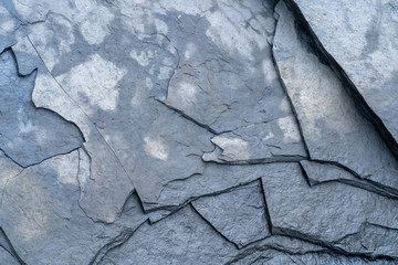 Natural background. Texture of wet cracked slate stone