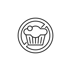no sweets outline icon. Elements of diet and nutrition illustration icon. Signs and symbol collection icon for websites, web design, mobile app, UI, UX
