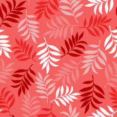 Tropical background with palm leaves. Seamless floral pattern. Summer vector illustration. Flat jungle print