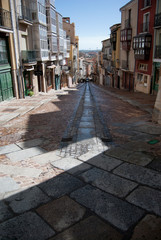 Empty medieval street of people after shower
