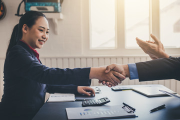 Business people shaking hands. Congratulations and success of the business.