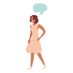 woman happy young character on white background