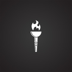 Torch icon on background for graphic and web design. Simple illustration. Internet concept symbol for website button or mobile app.