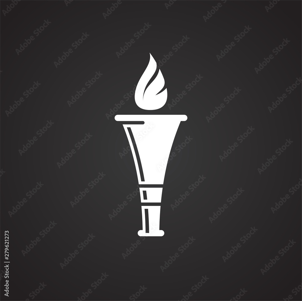 Poster torch icon on background for graphic and web design. simple illustration. internet concept symbol fo