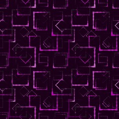 Purple carved squares and rhombuses for an abstract glowing background or pattern.