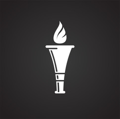 Torch icon on background for graphic and web design. Simple illustration. Internet concept symbol for website button or mobile app.