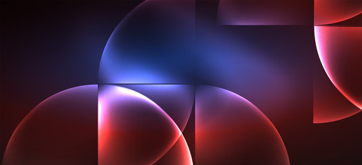 Dynamic lines and shapes, glass neon glowing effect. Modern neon glow geometric shapes, great design for any purposes