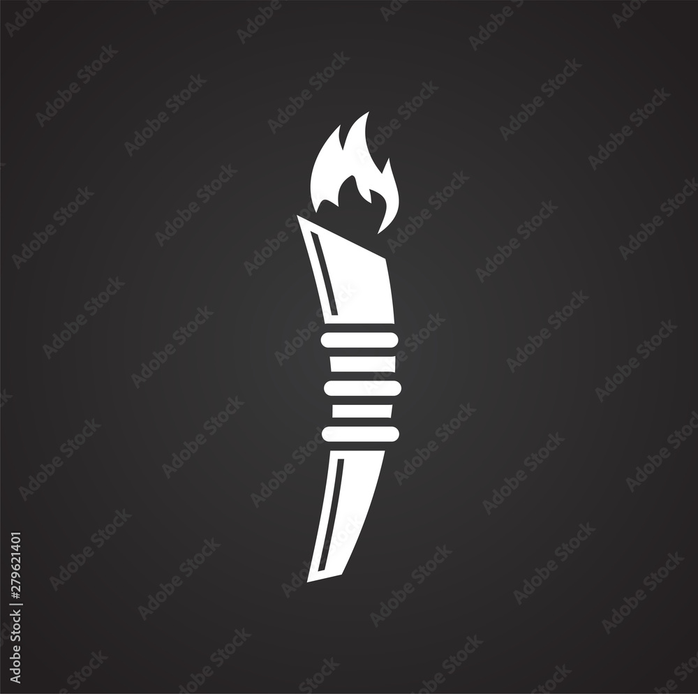 Poster torch icon on background for graphic and web design. simple illustration. internet concept symbol fo