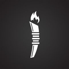 Torch icon on background for graphic and web design. Simple illustration. Internet concept symbol for website button or mobile app.