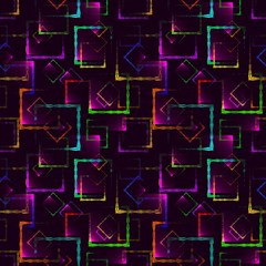 Bright colored carved squares and neon rhombuses for an abstract blueberry background or pattern.