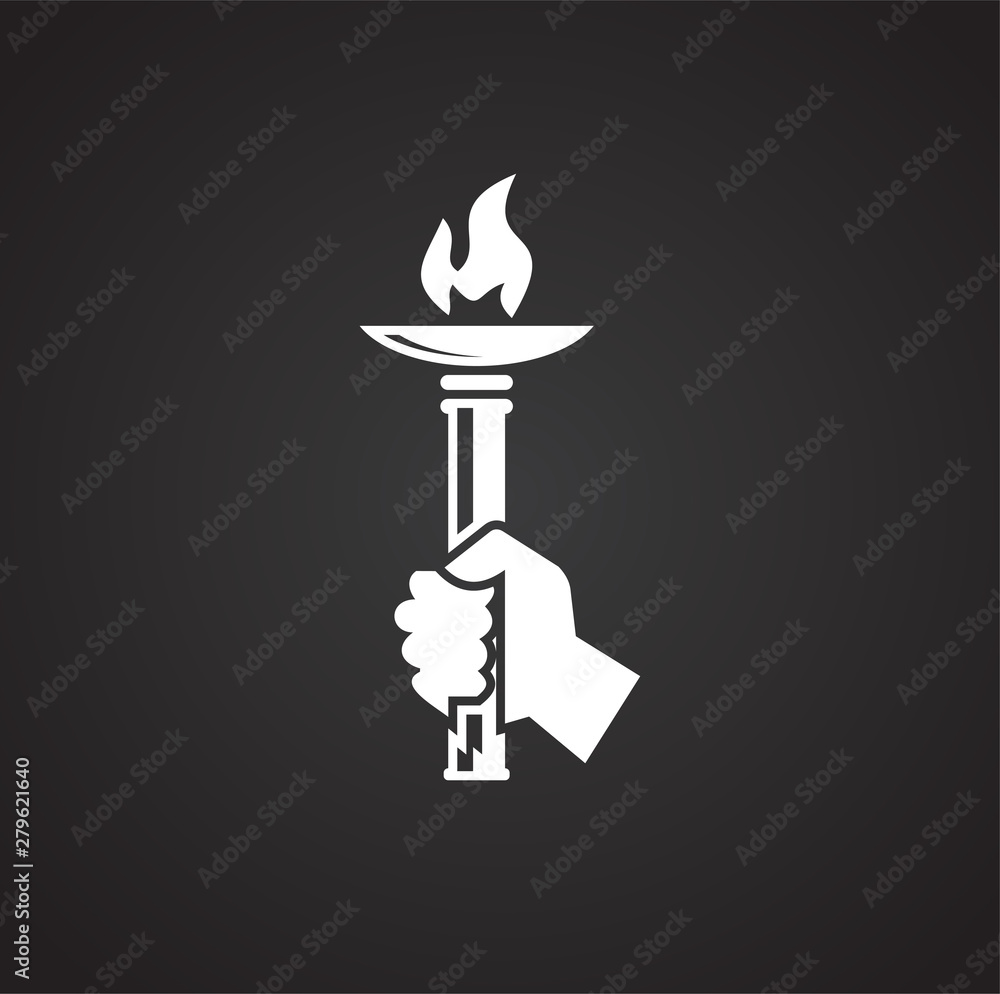 Poster torch icon on background for graphic and web design. simple illustration. internet concept symbol fo