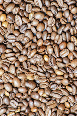 coffee grains top view for background close-up