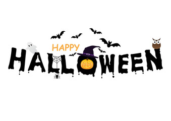 Happy halloween text banner, Abstract background, Vector illustration