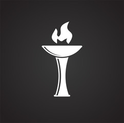 Torch icon on background for graphic and web design. Simple illustration. Internet concept symbol for website button or mobile app.