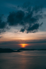 Beautiful evening sky on the Myanmar beach , sunset on the sea