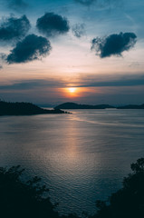 Beautiful evening sky on the Myanmar beach , sunset on the sea