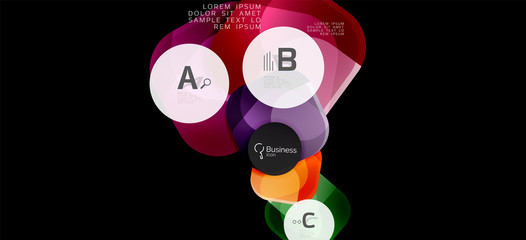 Retro colorful geometric background - circles on black, great design for any purposes. Creative minimal concept