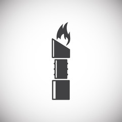 Torch icon on background for graphic and web design. Simple illustration. Internet concept symbol for website button or mobile app.