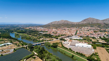 Fototapeta na wymiar Aerial view of Torroella de Montgri city and castle in Catalonia