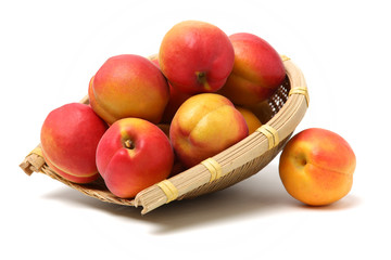 Fresh cut apricot fruits isolated on white background, with clipping path