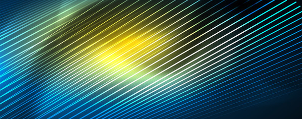 Neon blue glowing lines, magic energy space light concept, abstract background wallpaper design