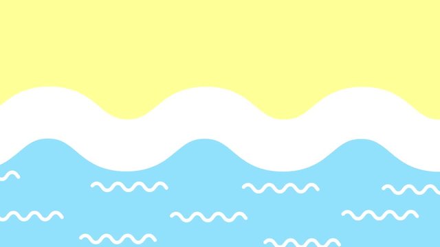 Minimalistic 2d design. Video pattern, Squiggling line. Sunny day concept on the sea, sea and sand. Simple background with wavy lines. Motion design for poster, cover, branding, banner, placard.