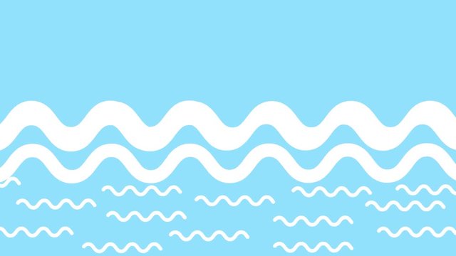 Minimalistic 2d Video pattern. Simple background with wavy lines. Concept of sea waves, sea and recreation. Retro 80's 90's design. Motion design for poster, cover, branding, banner, placard.
