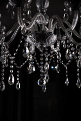 chandelier with pendants, isolated on black selective focus