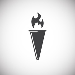 Torch icon on background for graphic and web design. Simple illustration. Internet concept symbol for website button or mobile app.