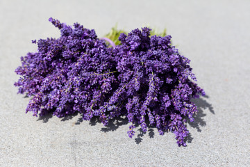 Two fresh purple lavender bouquets
