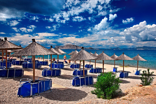 HYDRA ISLAND, ATTICA, GREECE. Plakes beach, close to Vlychos village. 