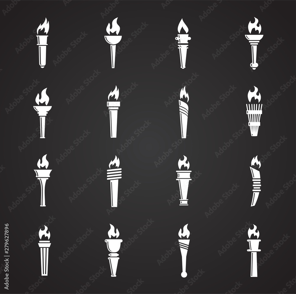 Poster torch icons set on background for graphic and web design. simple illustration. internet concept symb