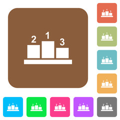 Winners podium with outside numbers rounded square flat icons