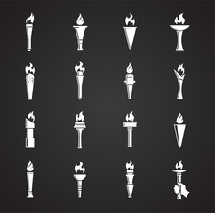 Torch icons set on background for graphic and web design. Simple illustration. Internet concept symbol for website button or mobile app.