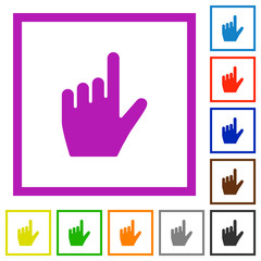 left handed pointing gesture flat framed icons