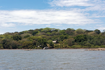 Fototapeta na wymiar Islands in the Bahia de los Muertos the estuary of the Rio Platanal Panama