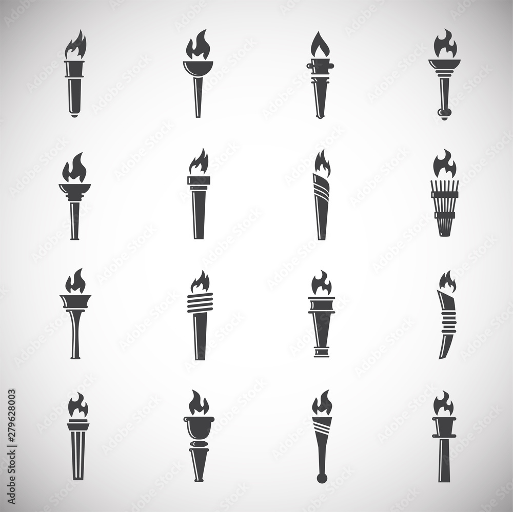 Poster torch icons set on background for graphic and web design. simple illustration. internet concept symb