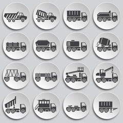 Heavy vehicle related icons set on background for graphic and web design. Simple illustration. Internet concept symbol for website button or mobile app.