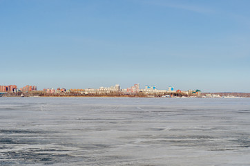 city on the horizon, winter landscape