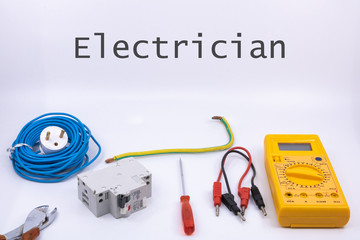 métier électricien (electrician est électricien écrit en anglais) ressource graphique avec plan...