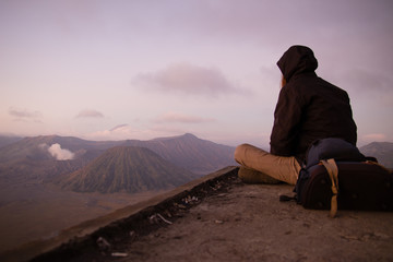 The Backpacker Looking at Mount Bromo